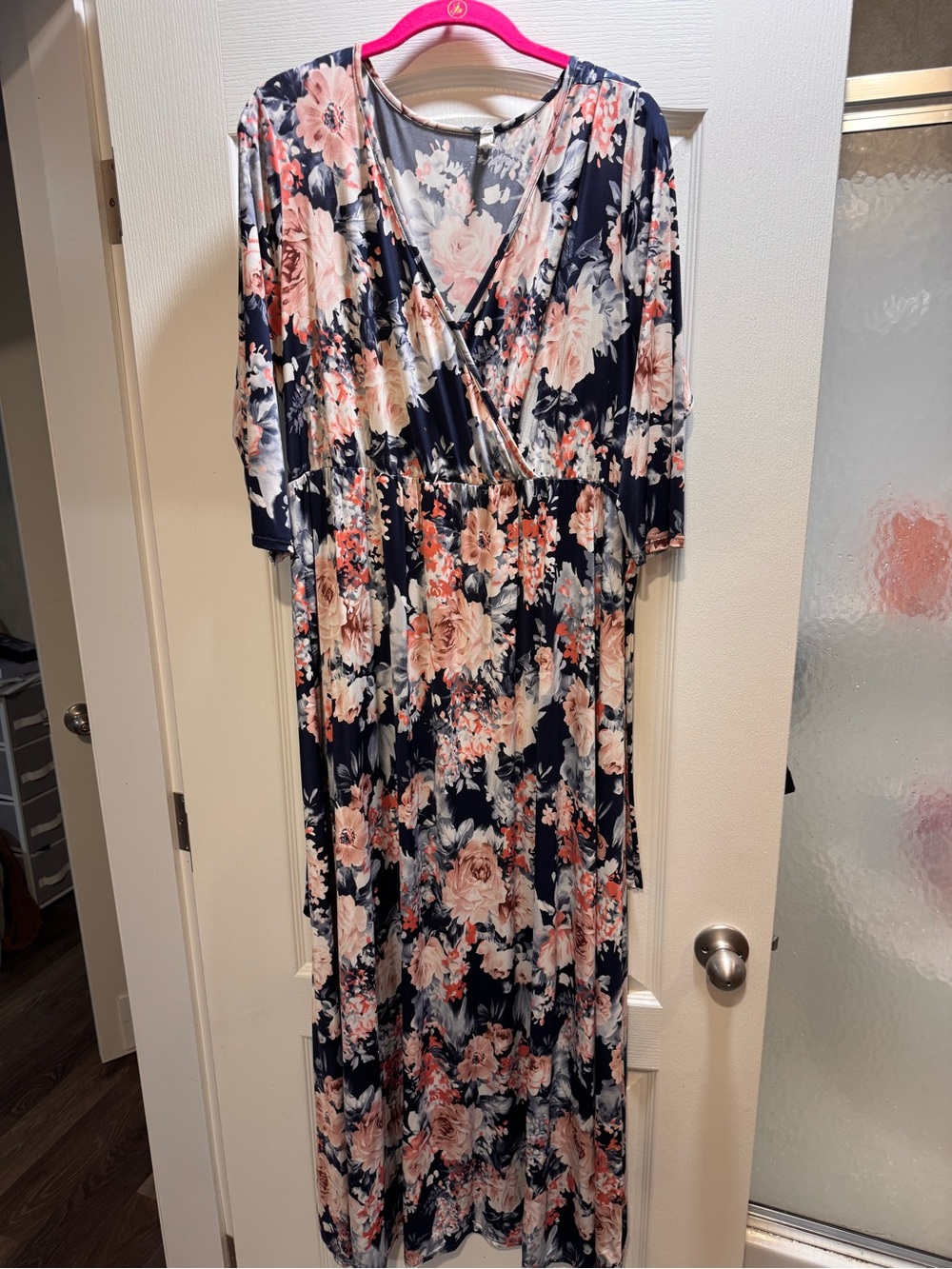 Pinkblush Navy and Blush Floral Wrap Maxi Dress